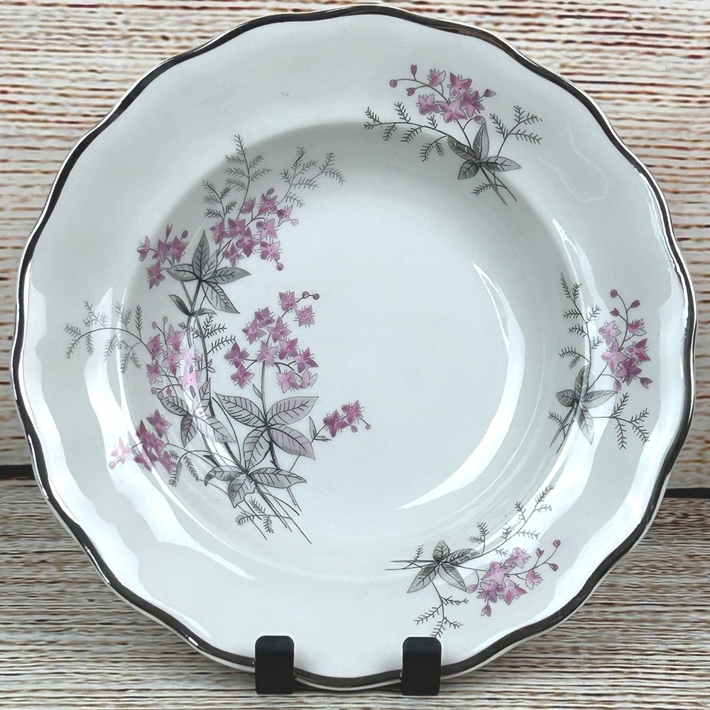 Favolina Karolina Jarolina Poland 3879 Soup Bowl Silver Scalloped‎ Floral 1